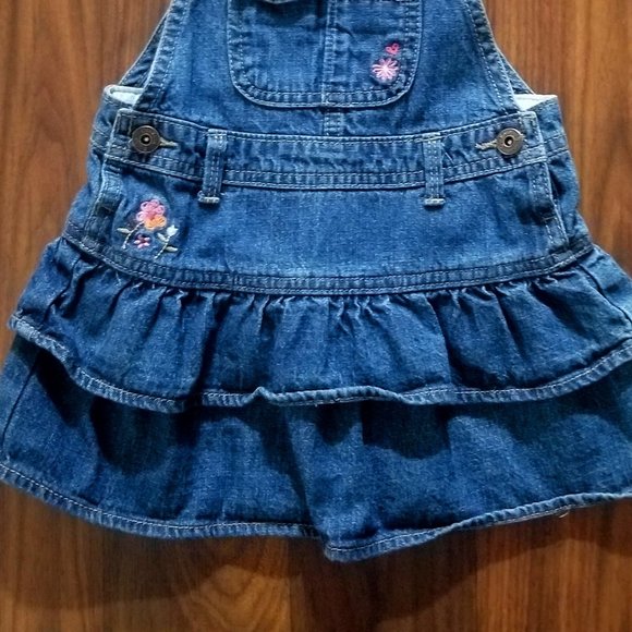 Baby Girls' OshKosh B'gosh Denim Overall/Jumper Dress, size 24 months, EUC - Picture 6 of 9